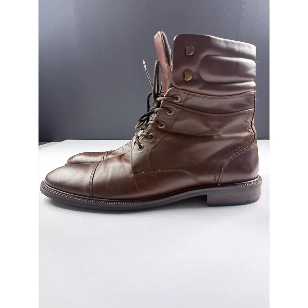 2016 Kenneth Cole Reaction Mens Lets Roll Brown Cap Toe Padded Collar Boots 13M